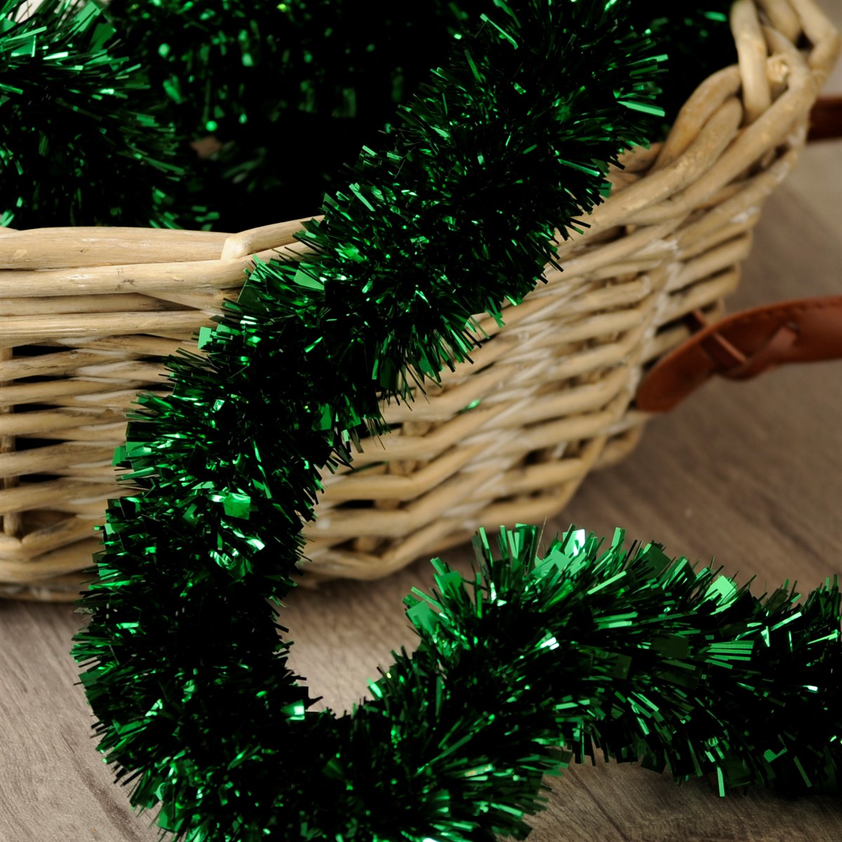 Fine Cut Tinsel Garland Christmas Tree Decoration 2m Green Pack of 5 