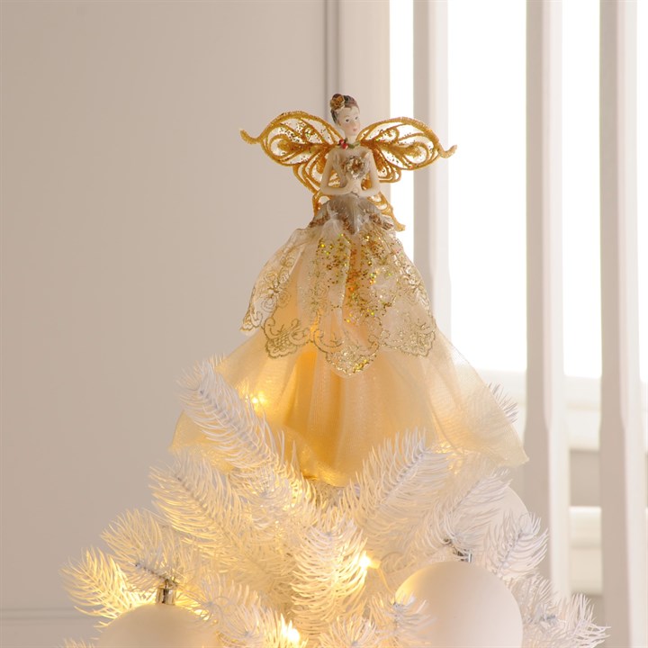 Gold & Cream Fabric Angel Tree Topper