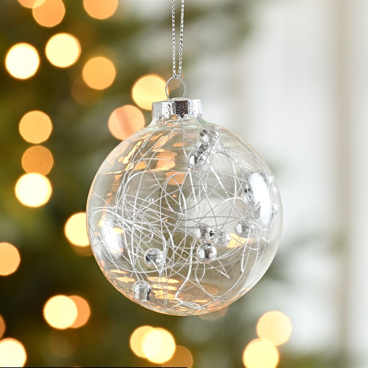 Clear Glass and Silver Beads Glass Bauble