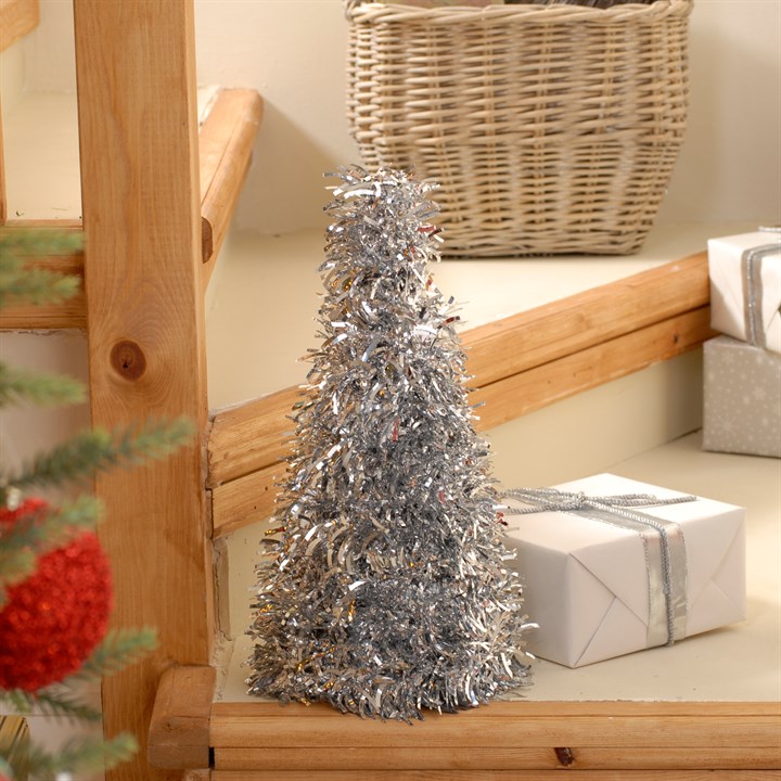 Silver Wave Tinsel Christmas Tree Decoration