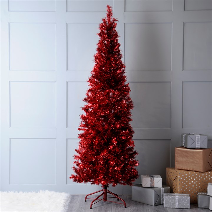 6ft Red Tinsel Christmas Tree