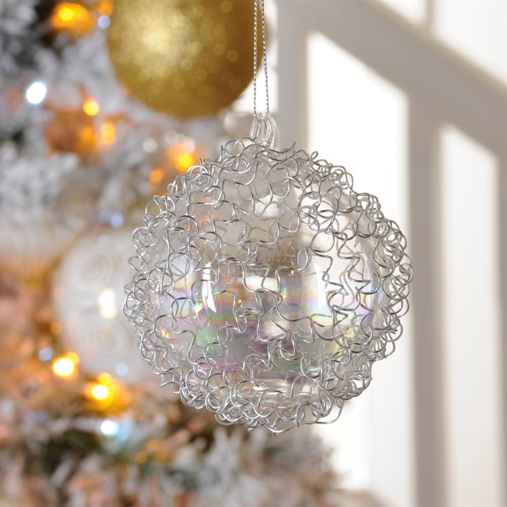 Iridescent Glass and Wire Bauble