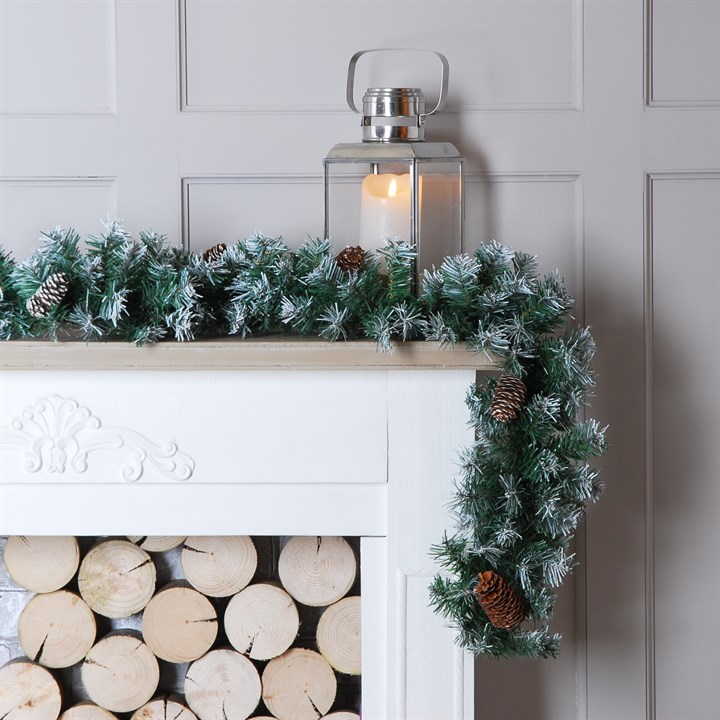 1.8m Frosted Garland With Pinecones