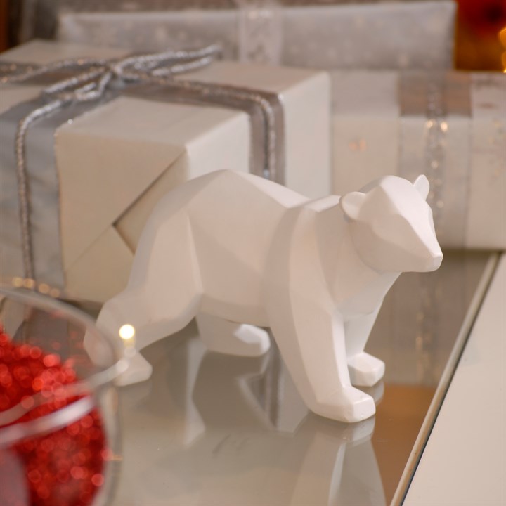 18cm White Geometric Polar Bear Tabletop Decoration