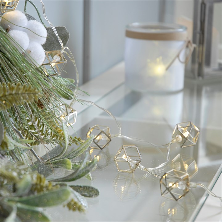 Battery Operated Silver Geometric LED String Lights