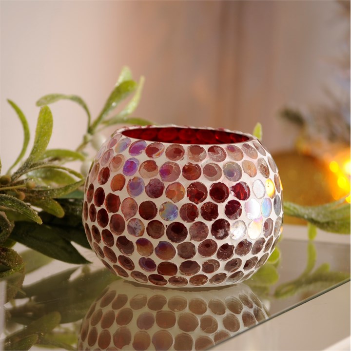 Small Pink Mosaic Candle Holder