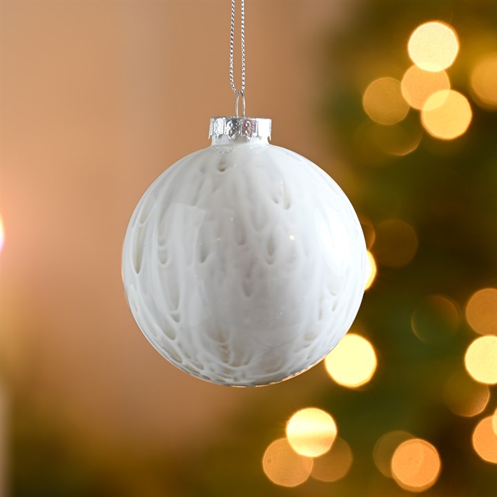 Gold and White Dribble Effect Bauble