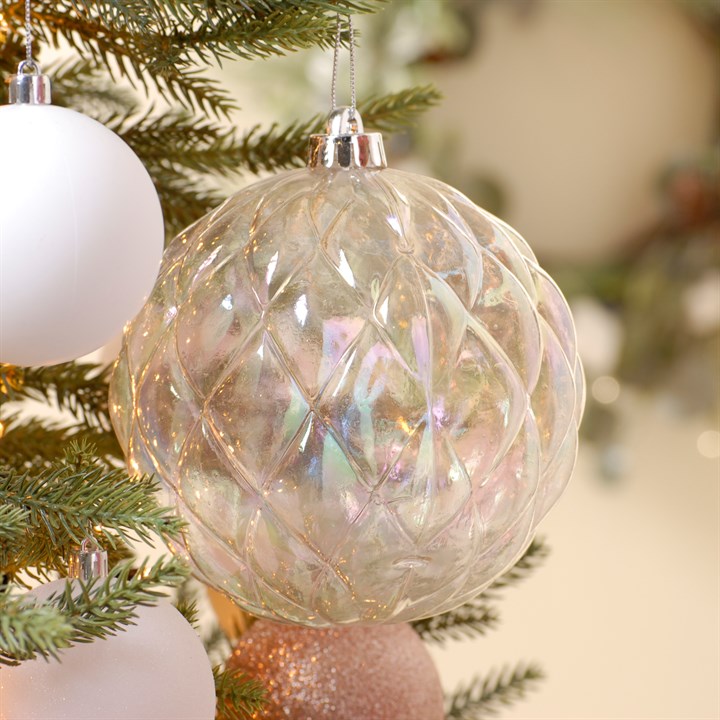 Pack of 3 Shatterproof Pillow Iridescent Christmas Tree Baubles