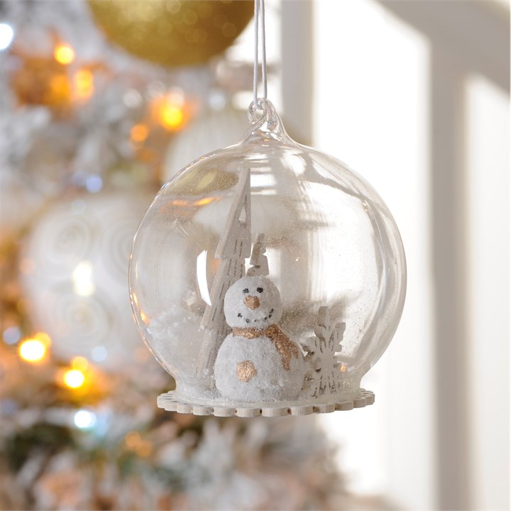 Glass Snowman and Tree Bauble
