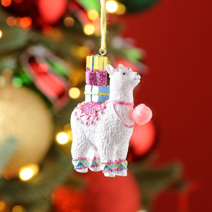 Llama with Presents Tree Decoration
