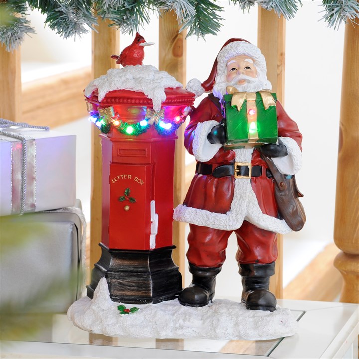 Santa and Post Box Lit Up Tabletop Decoration