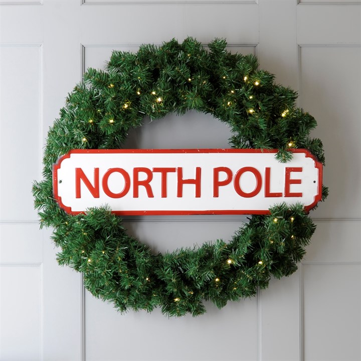White North Pole Metal Christmas Sign