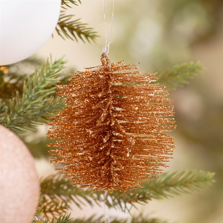 Copper Glitter Bristle Ball Hanging Christmas Decoration