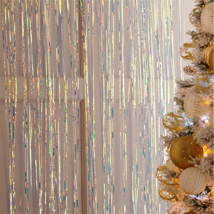 1.8m Iridescent Fringe Lametta Tinsel Decoration