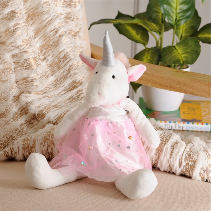 White Unicorn with Pink Tutu Plush Toy