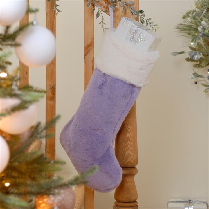 50cm Light Purple Fur Christmas Stocking