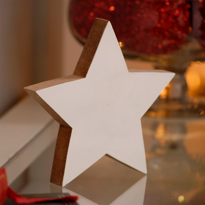 16cm White Wooden Star Christmas Decoration