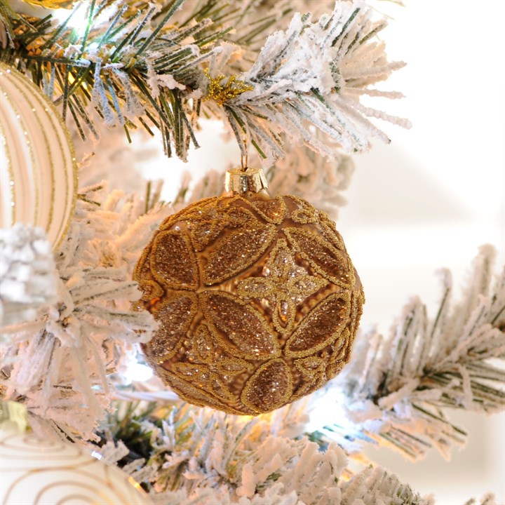 Champagne Gold Geometric Glass Bauble