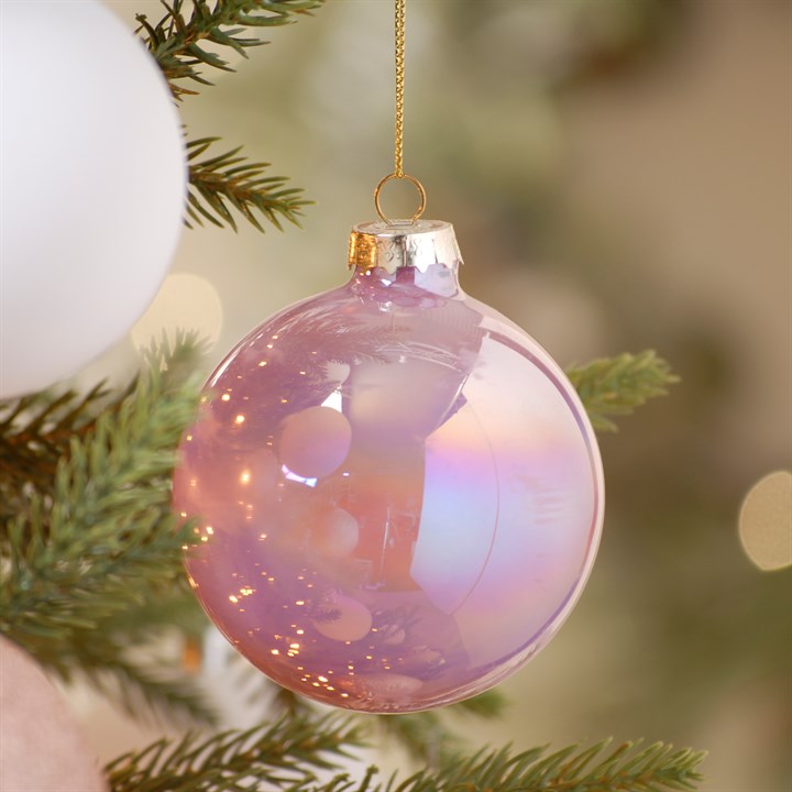 Lilac Iridescent Glass Christmas Tree Bauble
