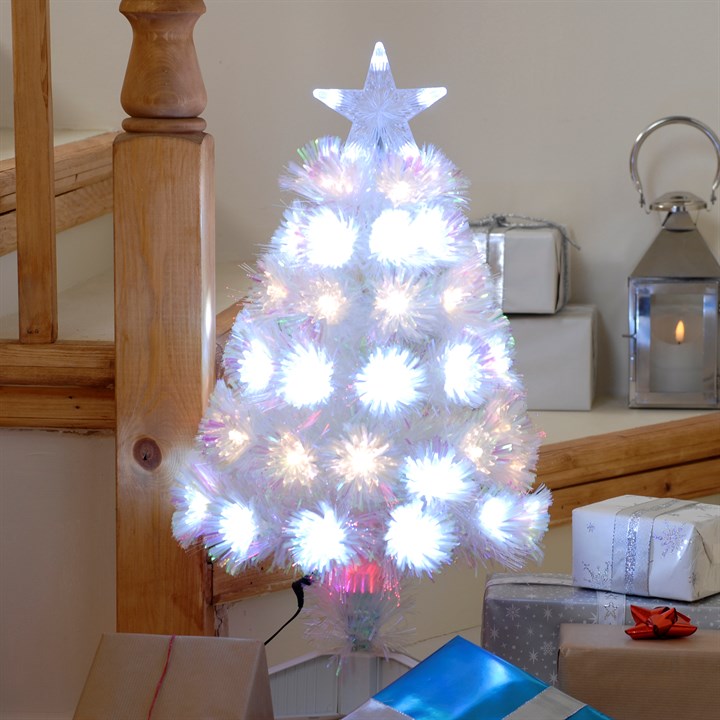 White and Warm White Flower Fibre Optic Christmas Tree