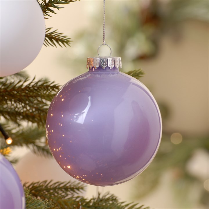 Pack of 4 Pearl Lilac Christmas Tree Baubles