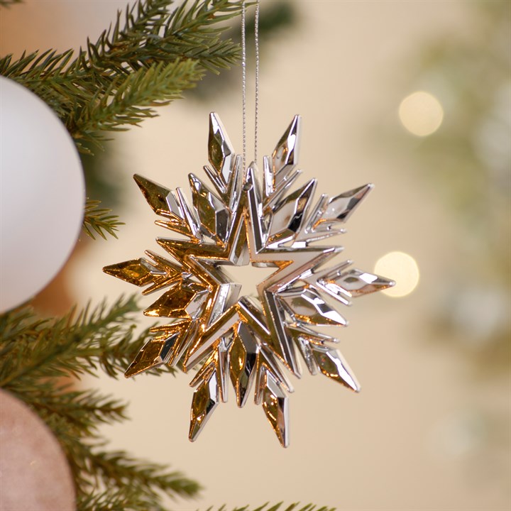 11cm Silver colour Star Snowflake Decoration