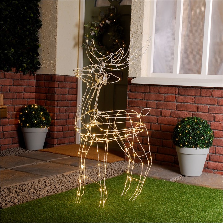 114cm Outdoor Dewdrop Warm White Flashing LED Reindeer