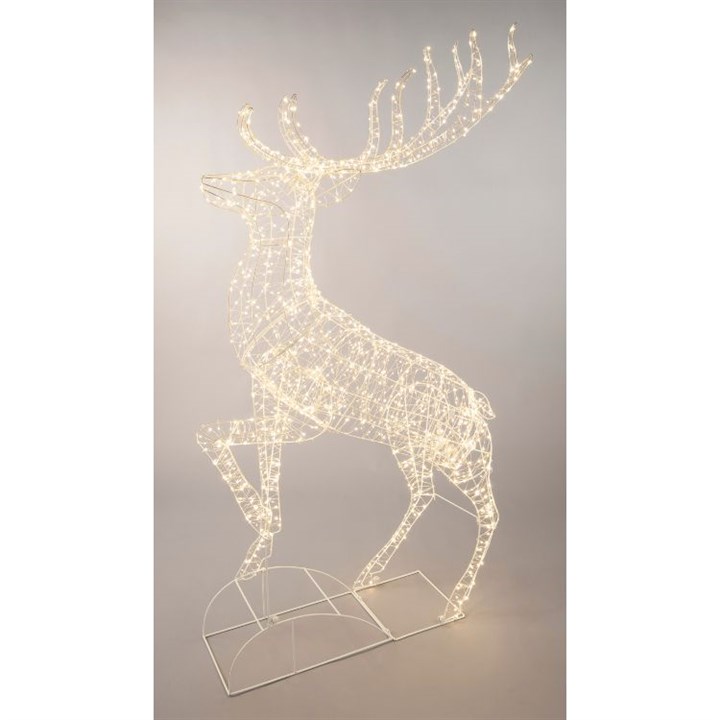 2m Outdoor Dewdrop LED White Metal Standing Reindeer
