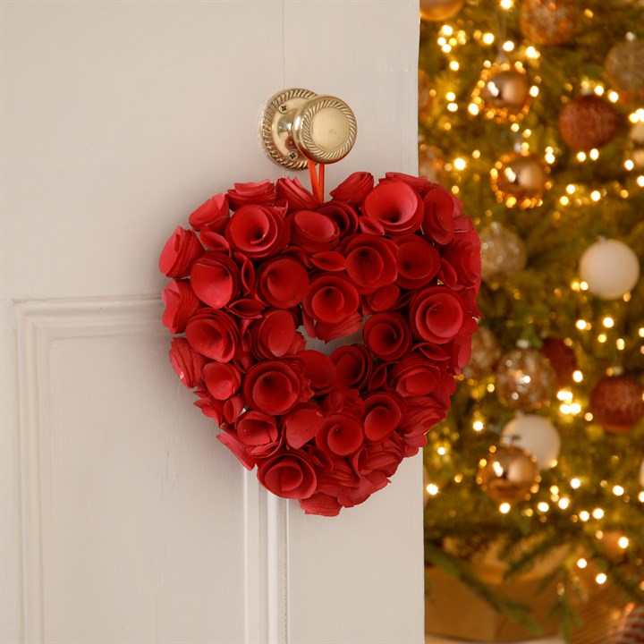 25cm Red Roses Heart Wreath