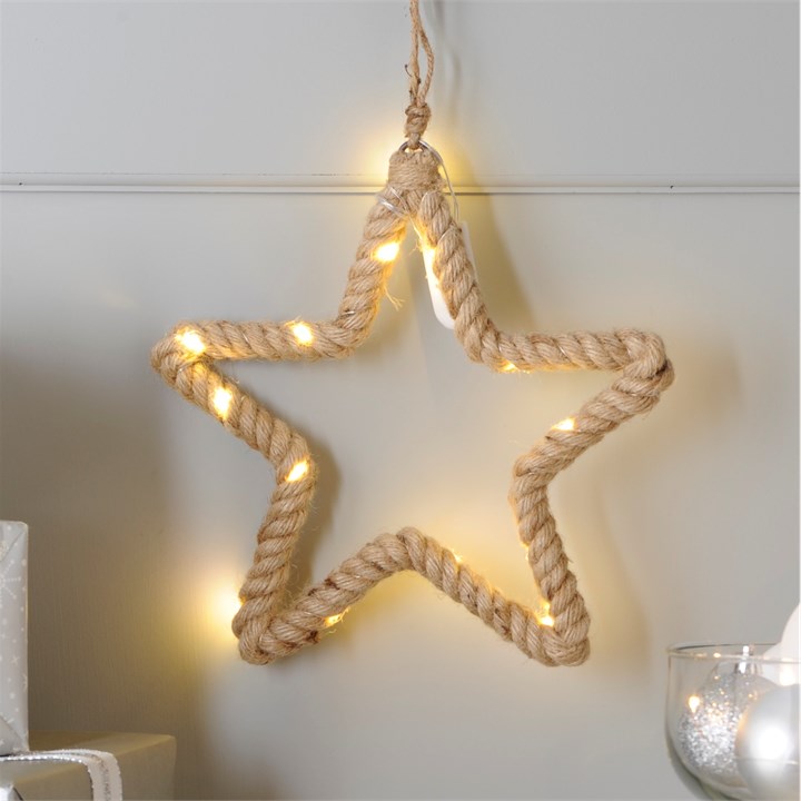 25cm Rope Star with LED Lights