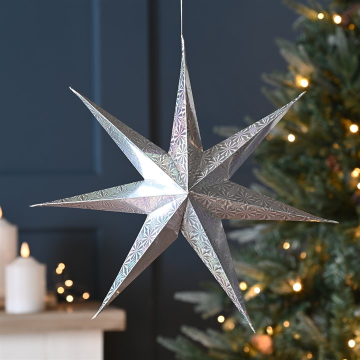 40cm Silver Paper Foldable Star