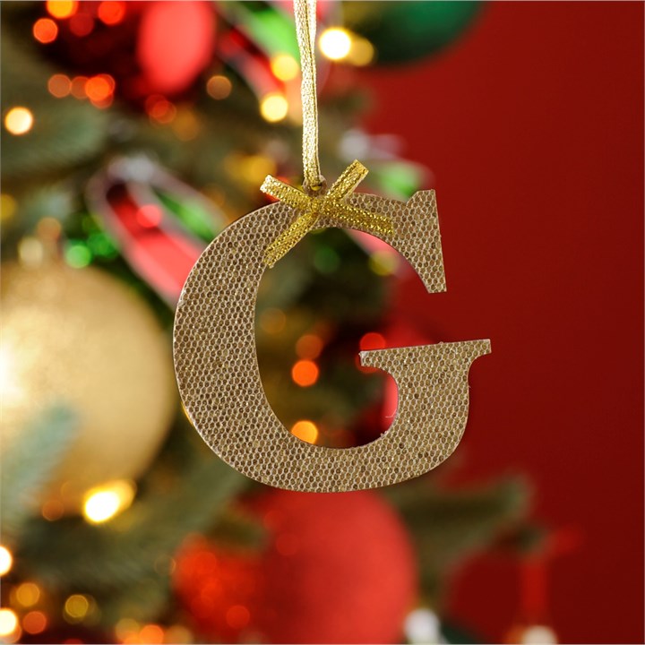 Gold Initial 'G' Wooden Hanging Decoration
