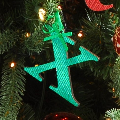 Green Initial 'X' Wooden Hanging Decoration
