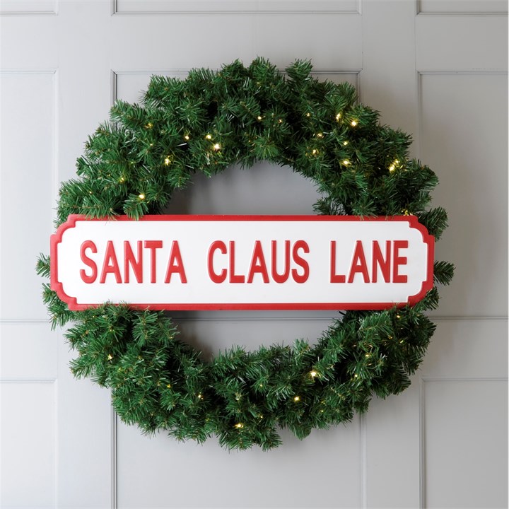 White 'Santa Claus Lane' Metal Sign