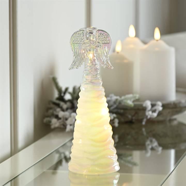 Lit Frosted Glass Angel