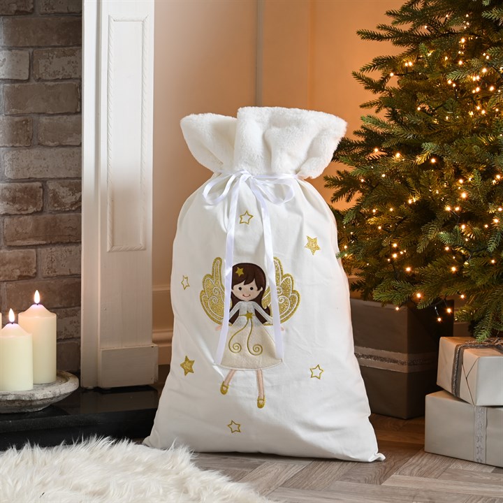 White and Gold Angel Gift Sack