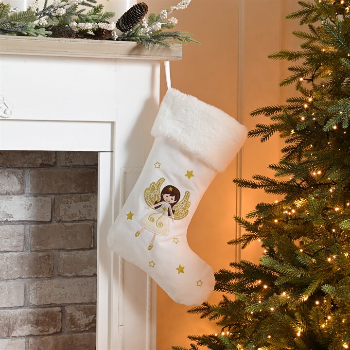 White and Gold Angel Stocking