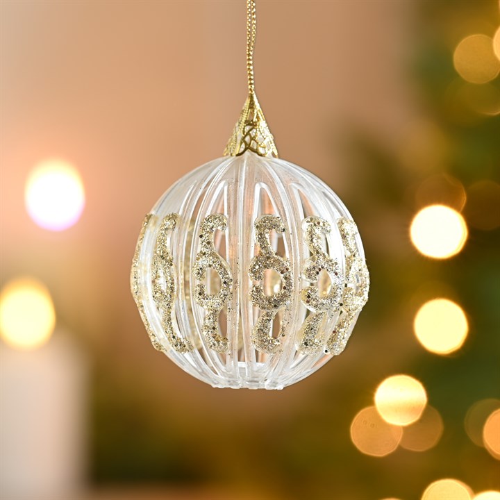 Clear and Gold Etched Bauble