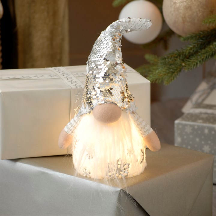 17cm Small Grey Sequin Light Up Gonk
