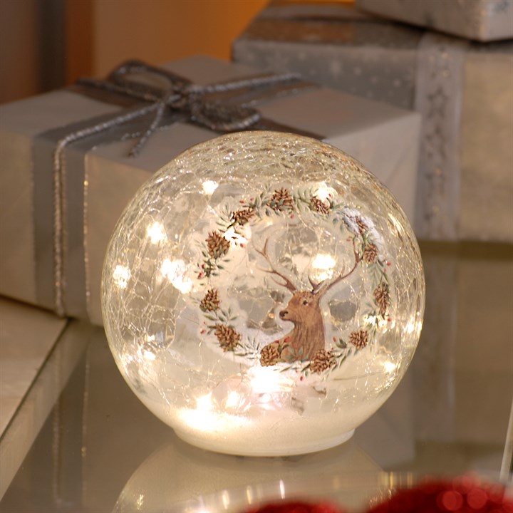 15cm Flickering Flame Reindeer Crackle Ball