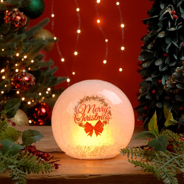 15cm Flickering Flame Merry Christmas Crackle Ball
