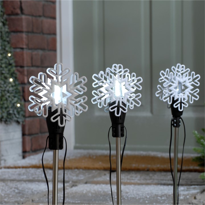 Set Of 3 Connectable Snowfall Pathfinder Lights