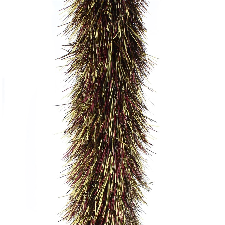 2m x 15cm Burgundy and Gold Downswept Tinsel