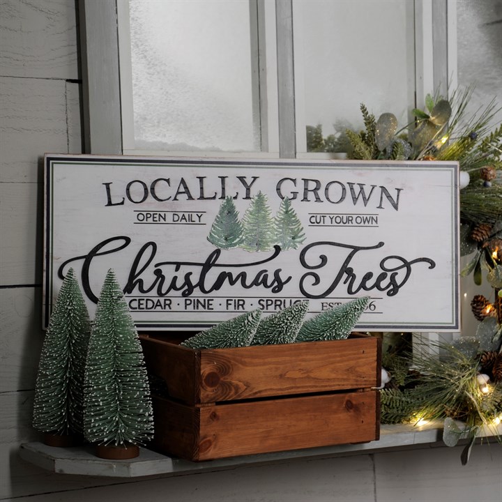 White Wooden Christmas Tree Sign