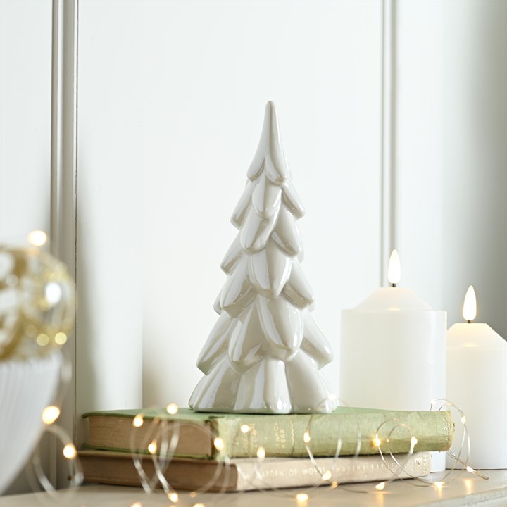 20cm White Porcelain Christmas Tree