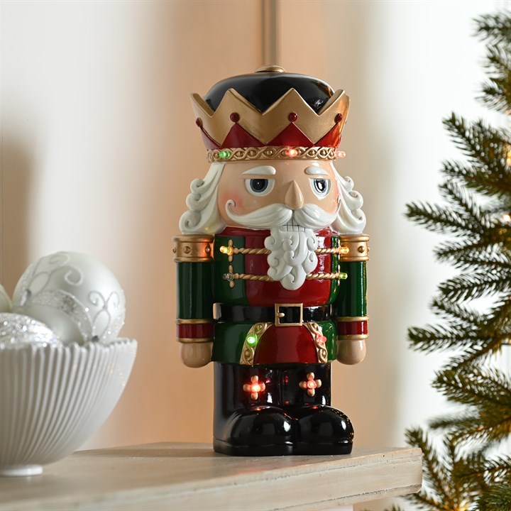 Lit Red and Green Nutcracker