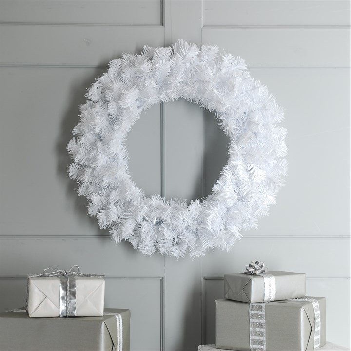 80cm Plain White Wreath
