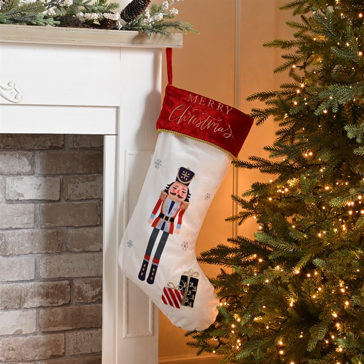 White and Red Nutcracker Stocking