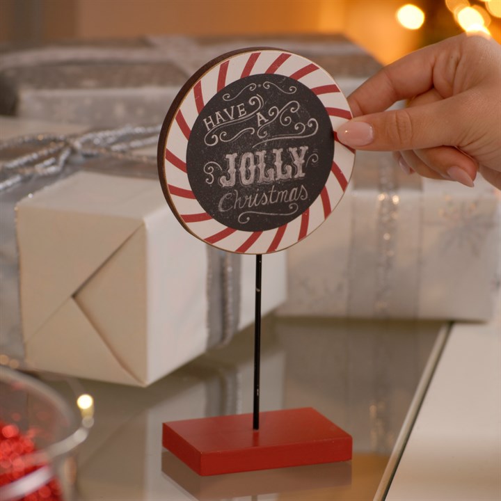 Round Wooden Christmas Table Top Signs