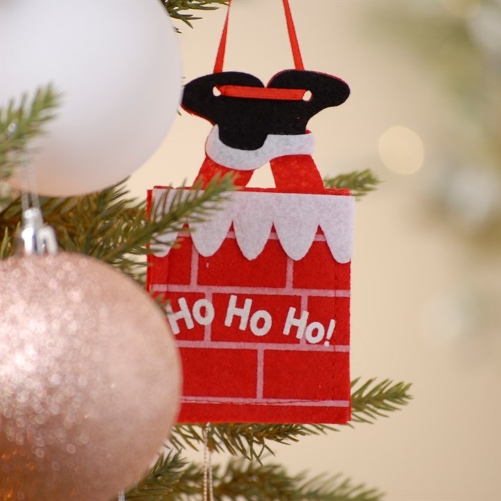 Red Fabric Chimney Christmas Hanging Decoration